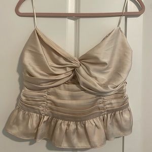Satin Champagne Strapless Crop Top
